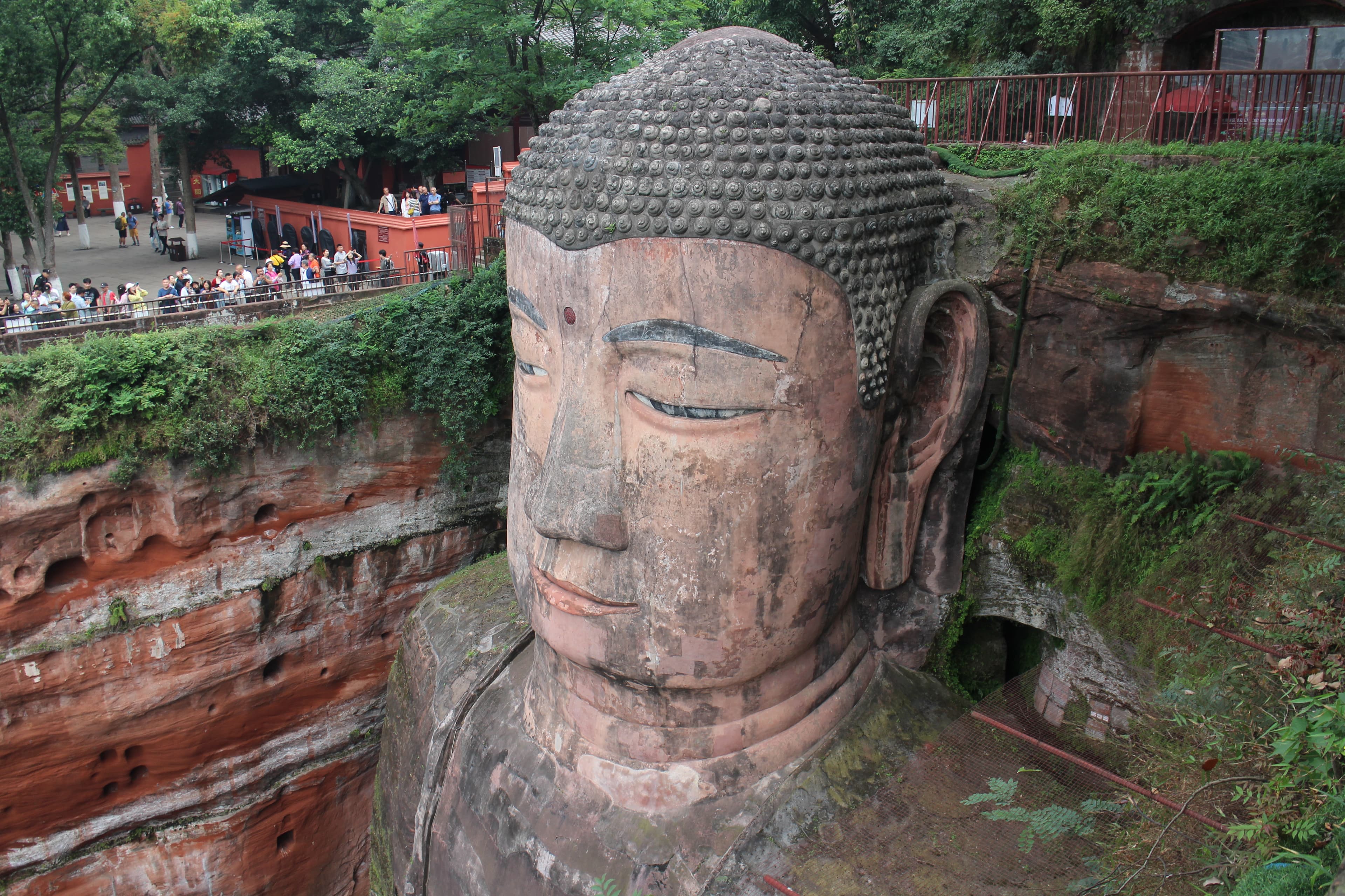 The Giant Buddha carved into the cliff at Leshan